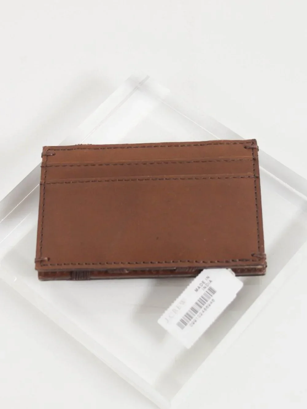 J.Crew Brown Leather Card Holder Wallet NWT Minimalist Card Case